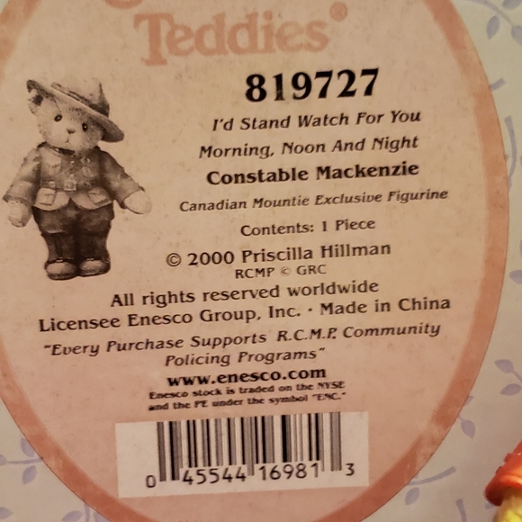 Vtg 00 Cherished Teddies Constable Police  Ranger MacKenzie Rare! - Picture 9 of 10